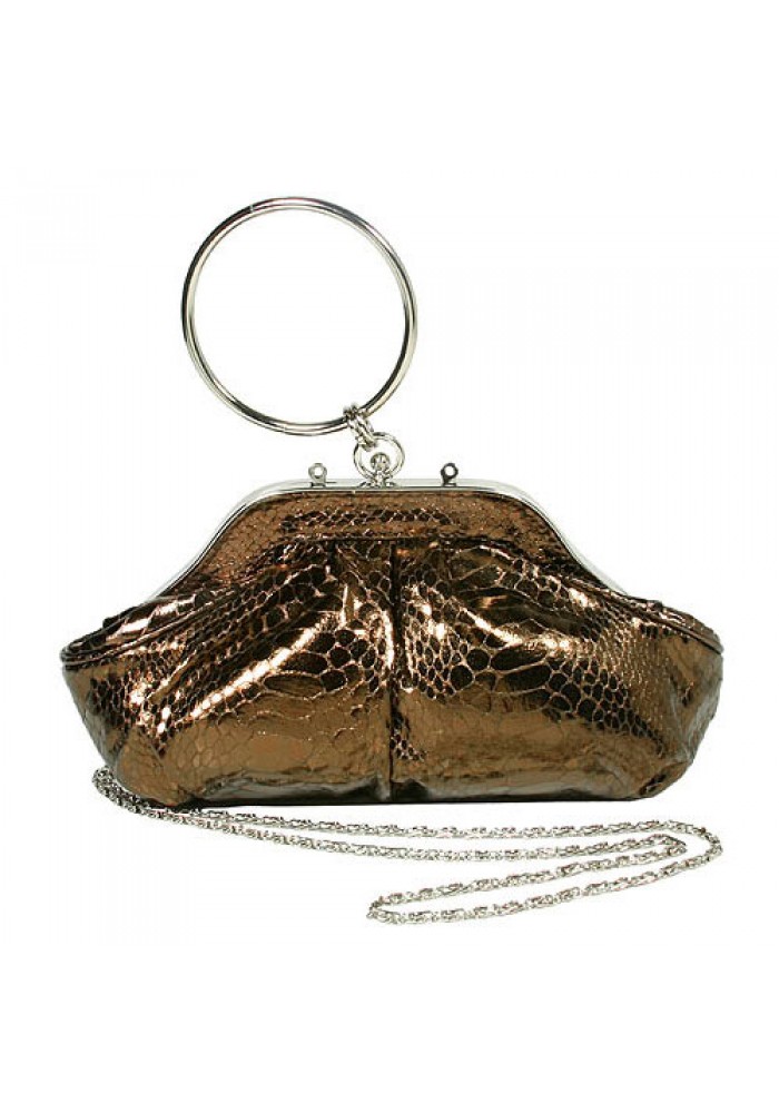 Evening Bag - Faux Snakeskin w/ Ring – Bronze – BG-90519BZ